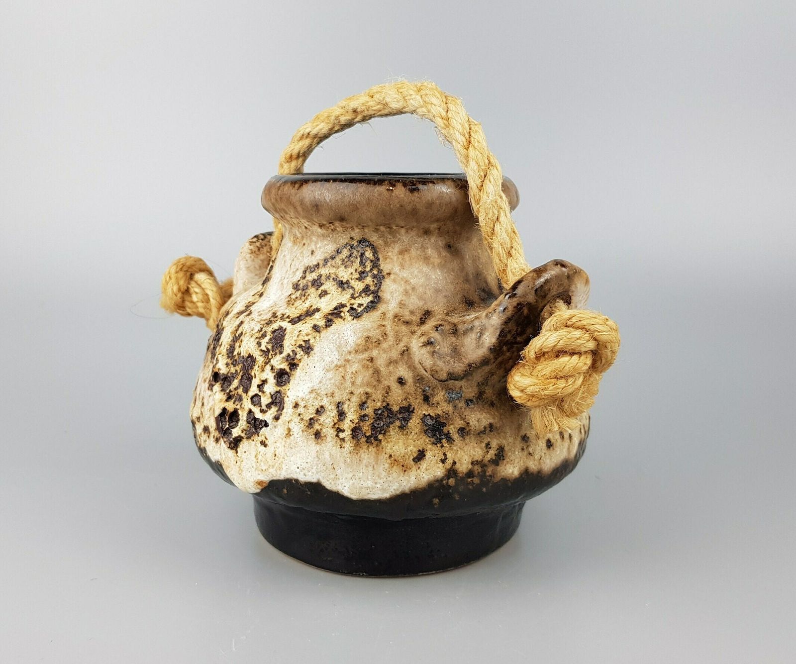 Vintage Dumler & Breiden Fat Lava Vase With Rope 1139 13 West German Pottery 1950s photo for sale