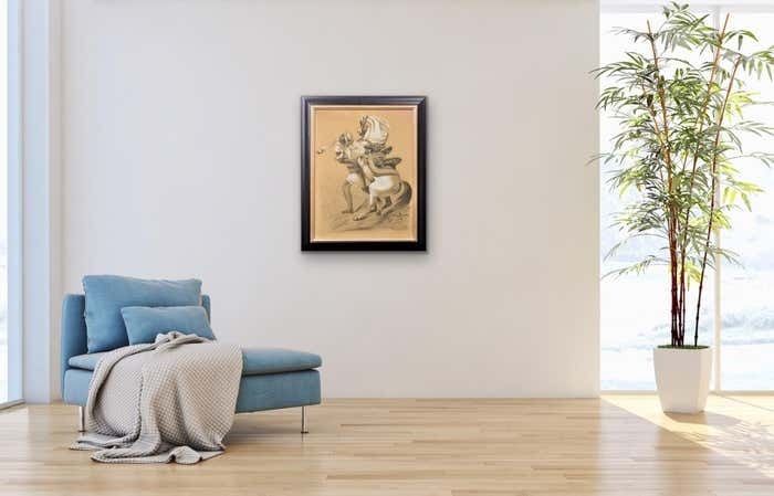 French 19ème Siècle Orientalism. A Leseuer Orientalist. Les Mille Et Une Nuits – One Thousand And One Nights, 1892. Arabian Nights. Framed Drawing. photo vinterior