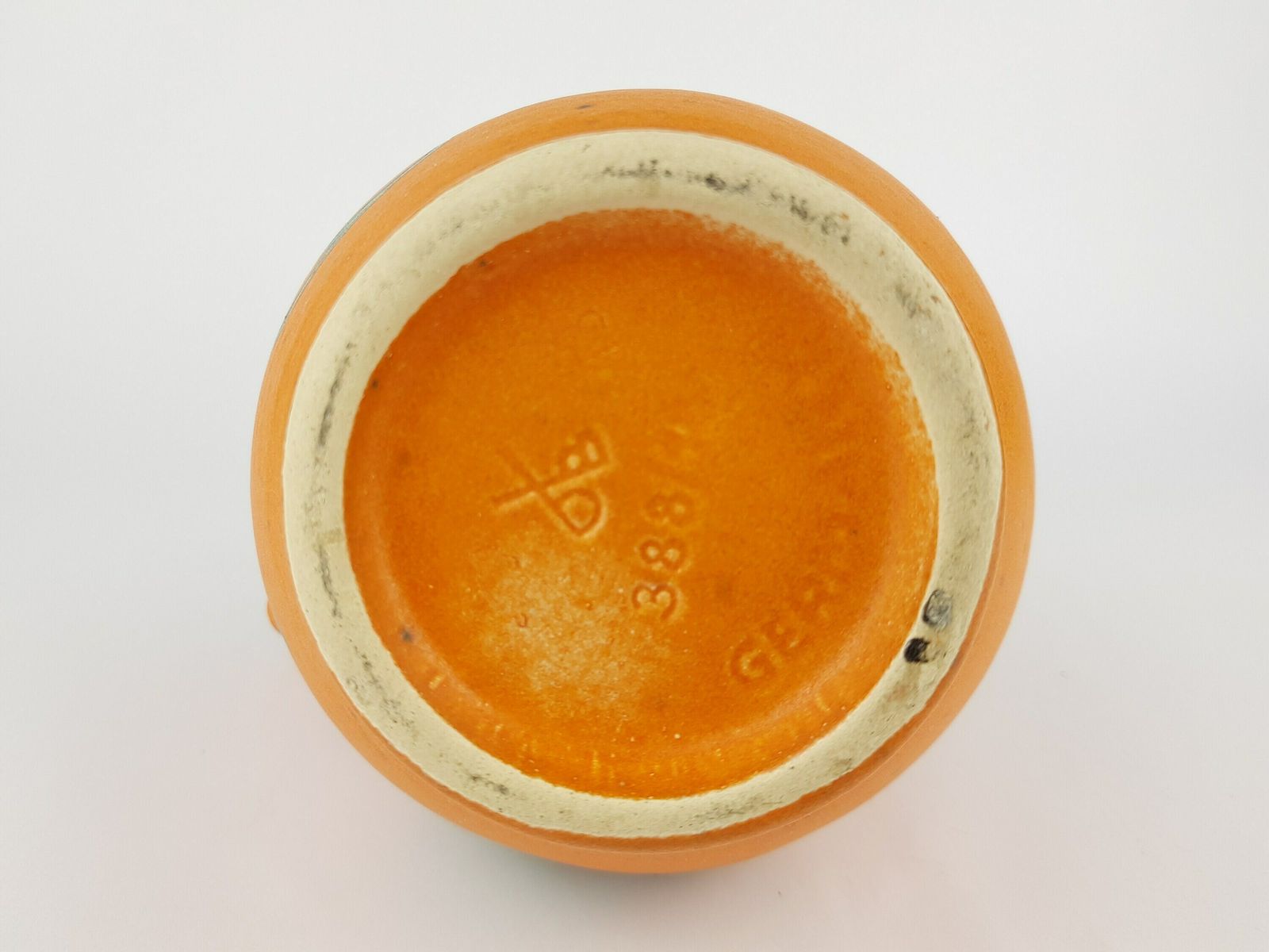 Vintage Oranje En Groene Vaas Met Hengsels – Dumler Und Breiden 388 18 – West Duits Aardewerk, Jaren 1970 photo 51.0