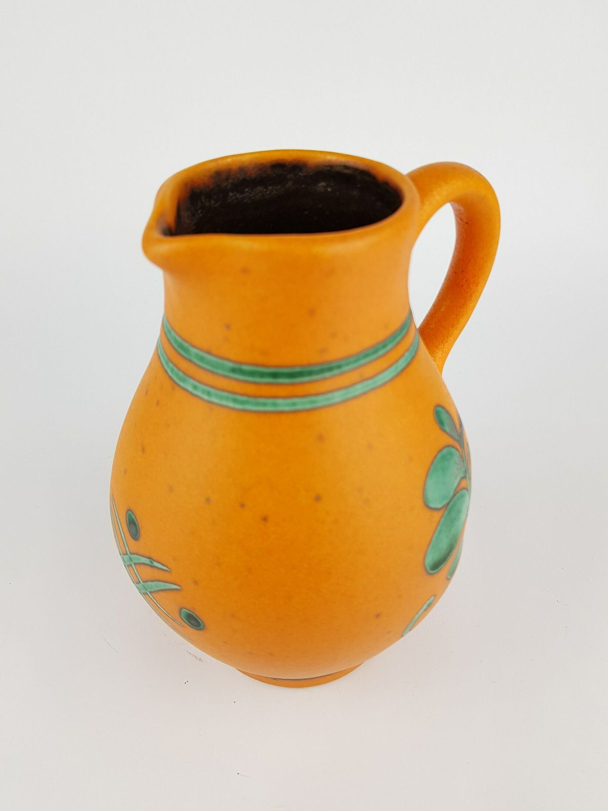 Vintage Oranje En Groene Vaas Met Hengsels – Dumler Und Breiden 388 18 – West Duits Aardewerk, Jaren 1970 photo vinterior