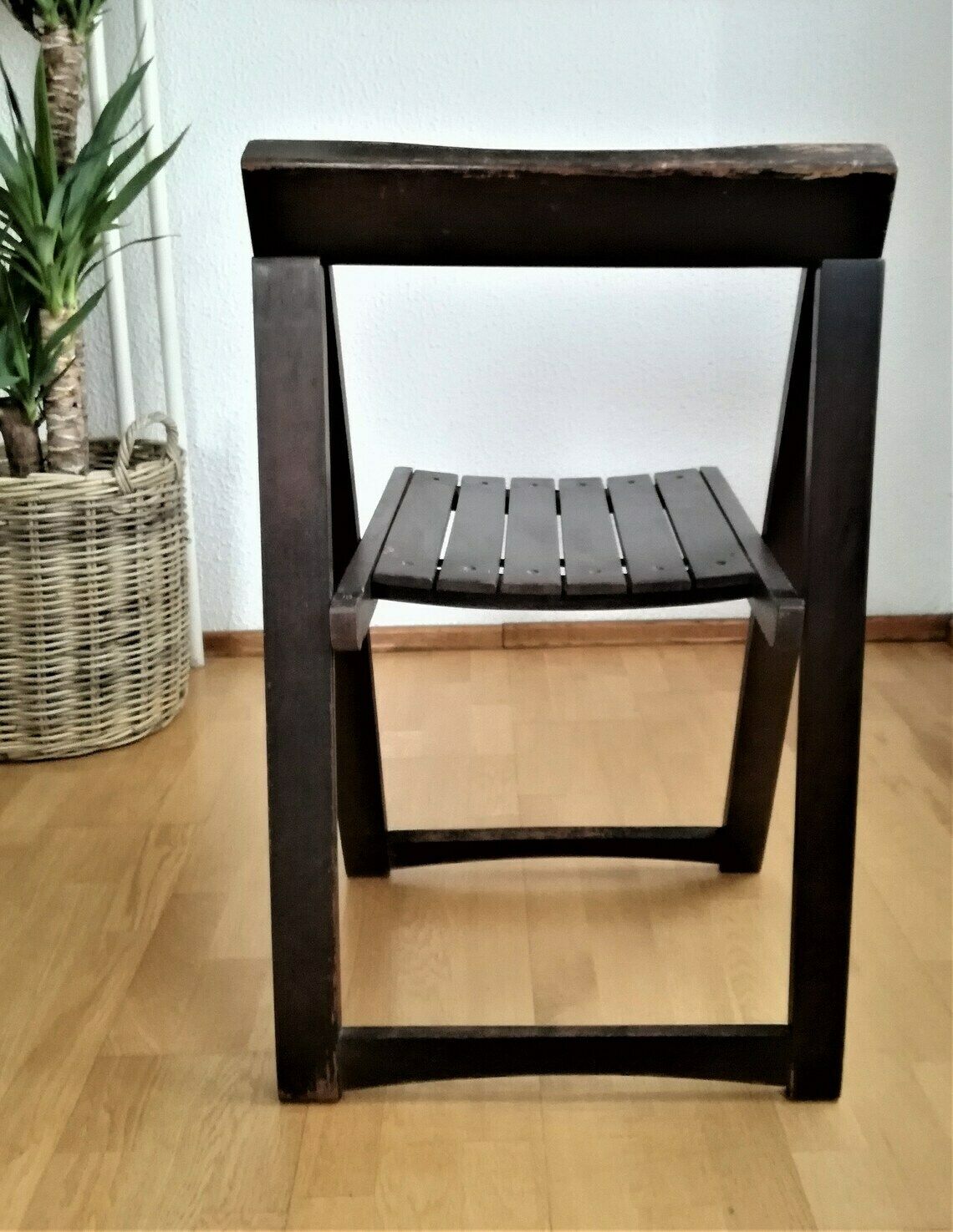 Vintage Wooden Folding Chair  Dark Brown  1980s Yugoslavia  Spare Dining Chair  Midcentury Design photo for sale