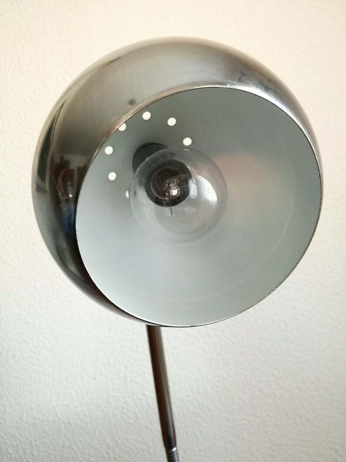 Mid Century Modern Chrome Eyeball Desk Lamp  60s Italian Design  Vintage Home Decor photo vinterior