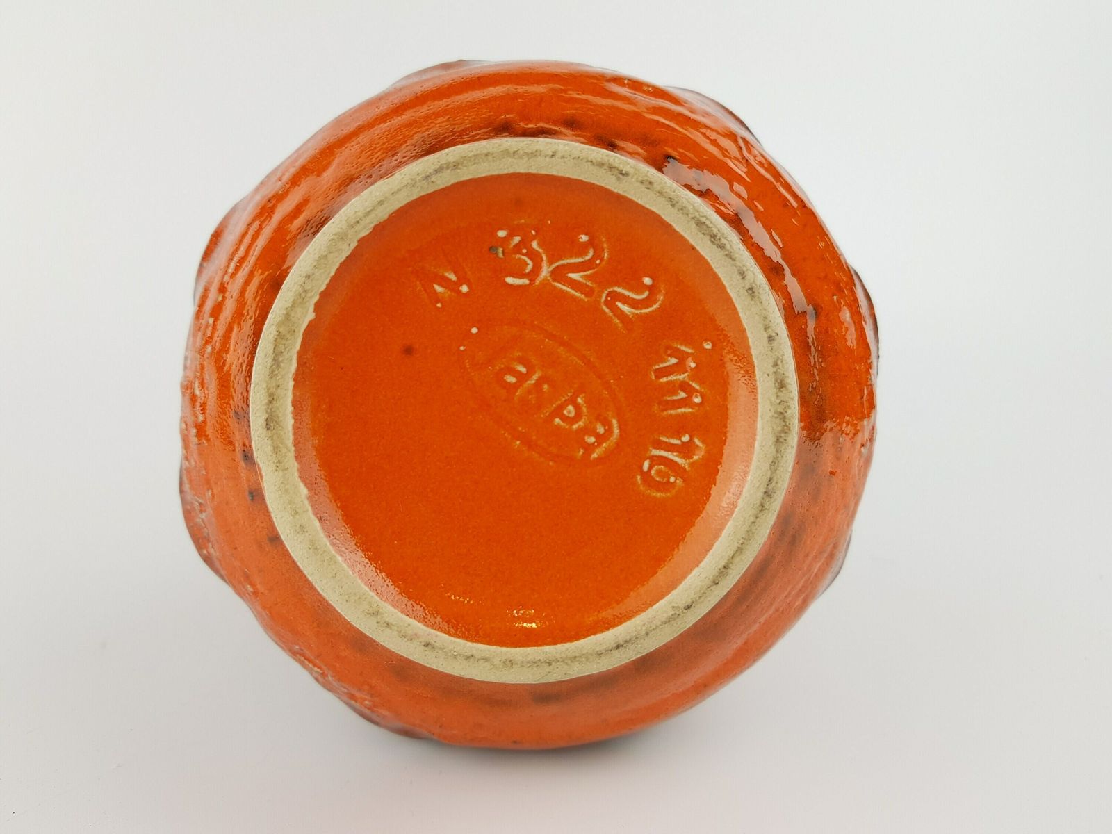 Vintage Jasba Keramik Oranje Vaas Met Wervelpatroon N322 11 16 – West Duits Aardewerk, Jaren 1970, Fat Lava Periode photo buy