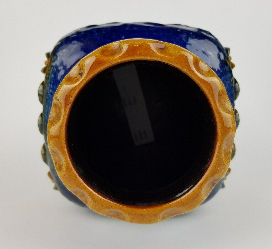 Vintage Dumler Und Breiden Keramik Blue And Ochre Fat Lava Vase Studio Serie 73/25, West German Pottery 1970s photo vinterior
