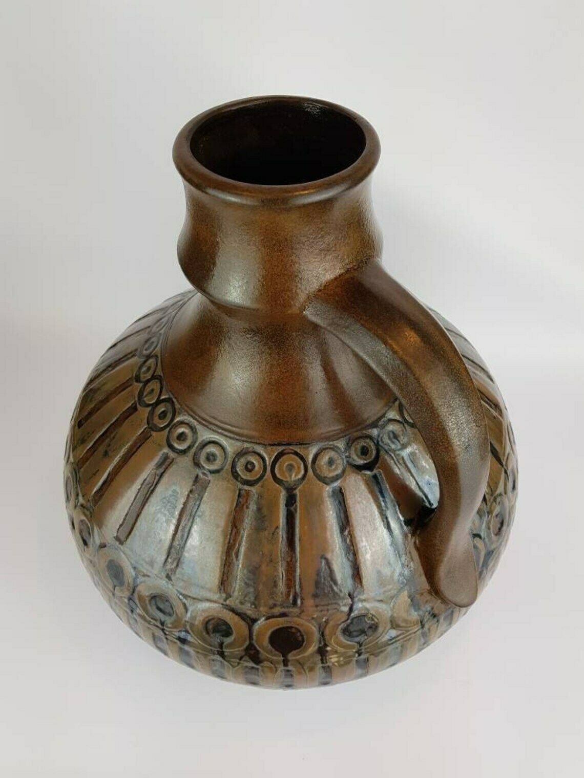Vintage Xxl Bruine Ceramano Vaas Met Maroc Decor 254, Ca. Jaren 1950–1960 photo furniture