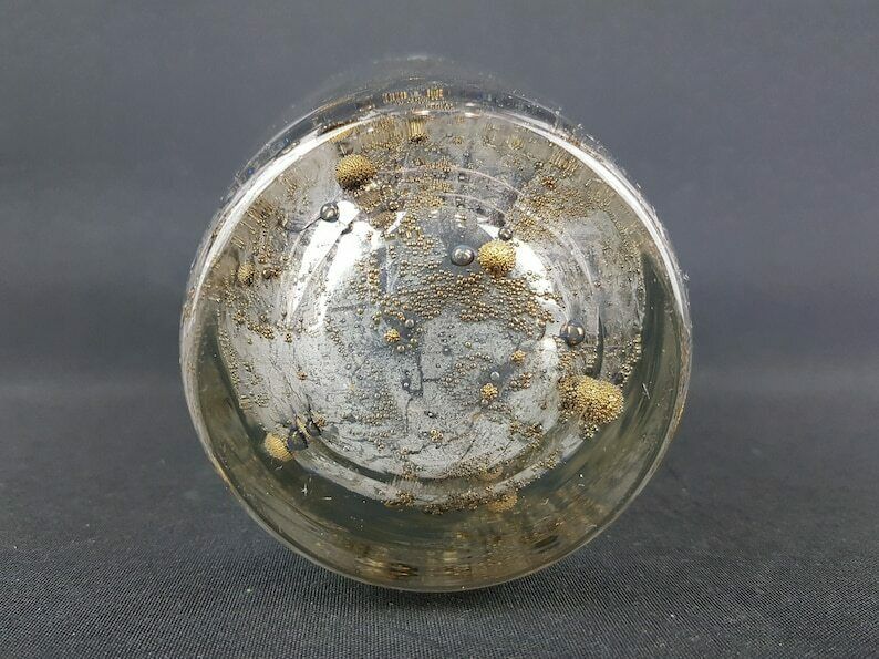 Vintage Jaren 1970 Peill Und Putzler Glazen Vaas Met Gouden Bellenpatroon, West Duitsland photo vintage