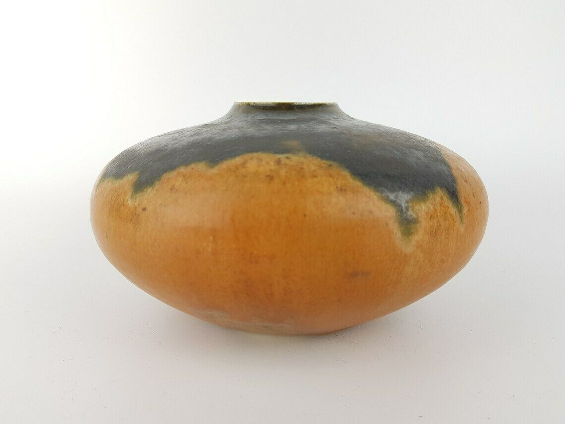 Vintage Studio Art Pottery By Ruth Koppenhofer Handmade Caramel Brown Vase 1960s