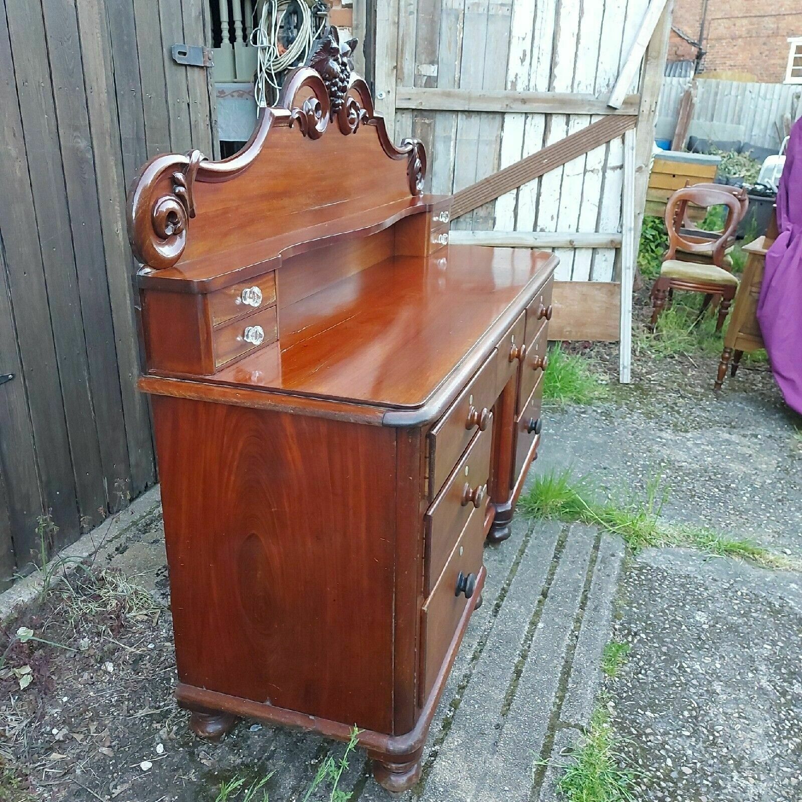 Antique Mahogany Victorian Chiffonier Sideboard 11 Drawers Cupboard And Key photo vinterior