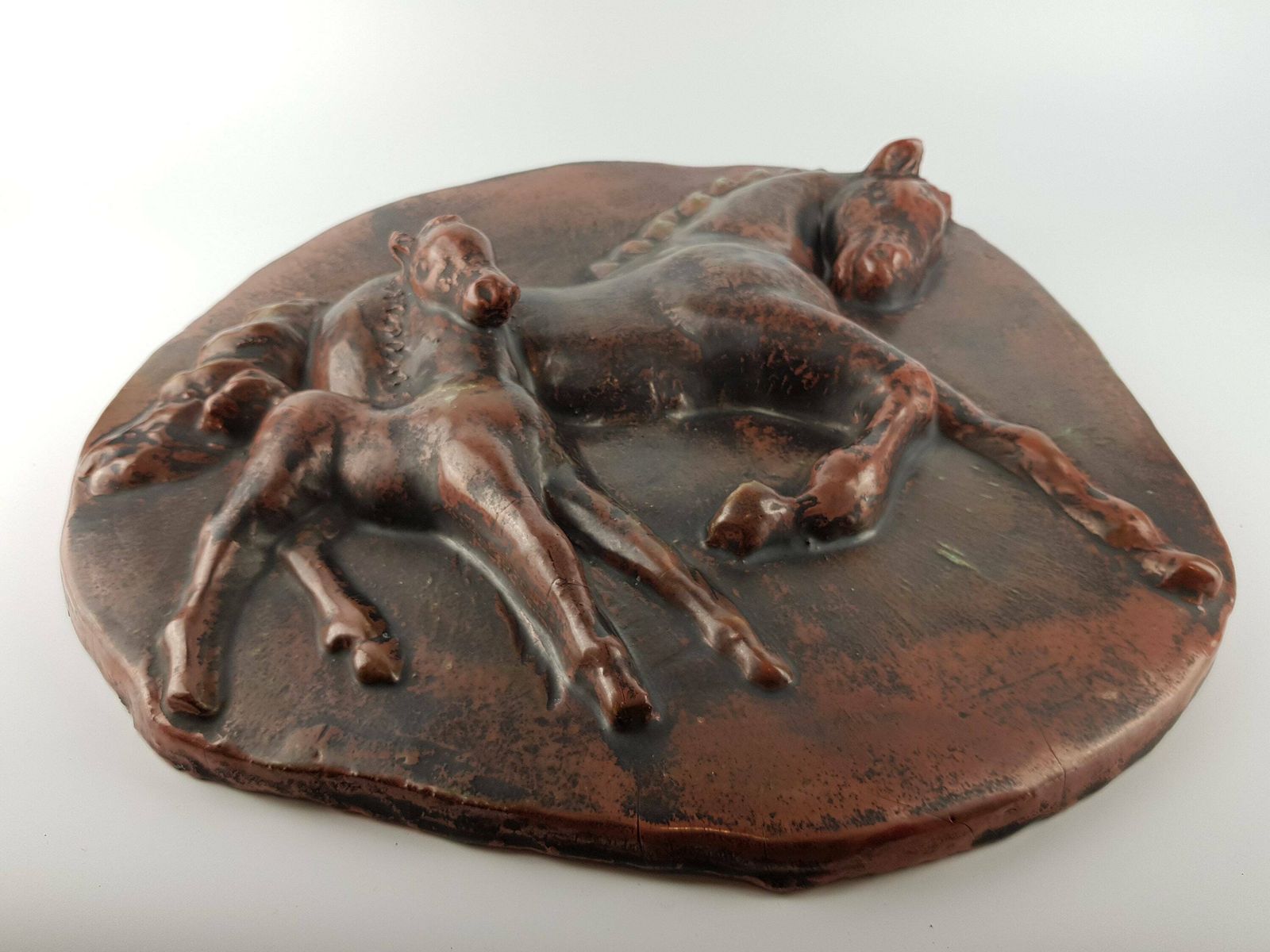 Vintage Paul Dresler Grootenburg Wall Plate With Horses Studio Art Pottery Germany 1960's photo vinterior