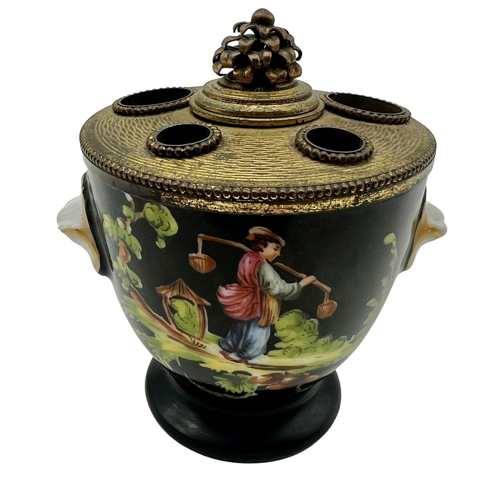 Antique Limoges Mavaleix & Granger Painted Porcelain Inkwell   Art Deco Period   Study Decor   Office Decor photo Home Decor