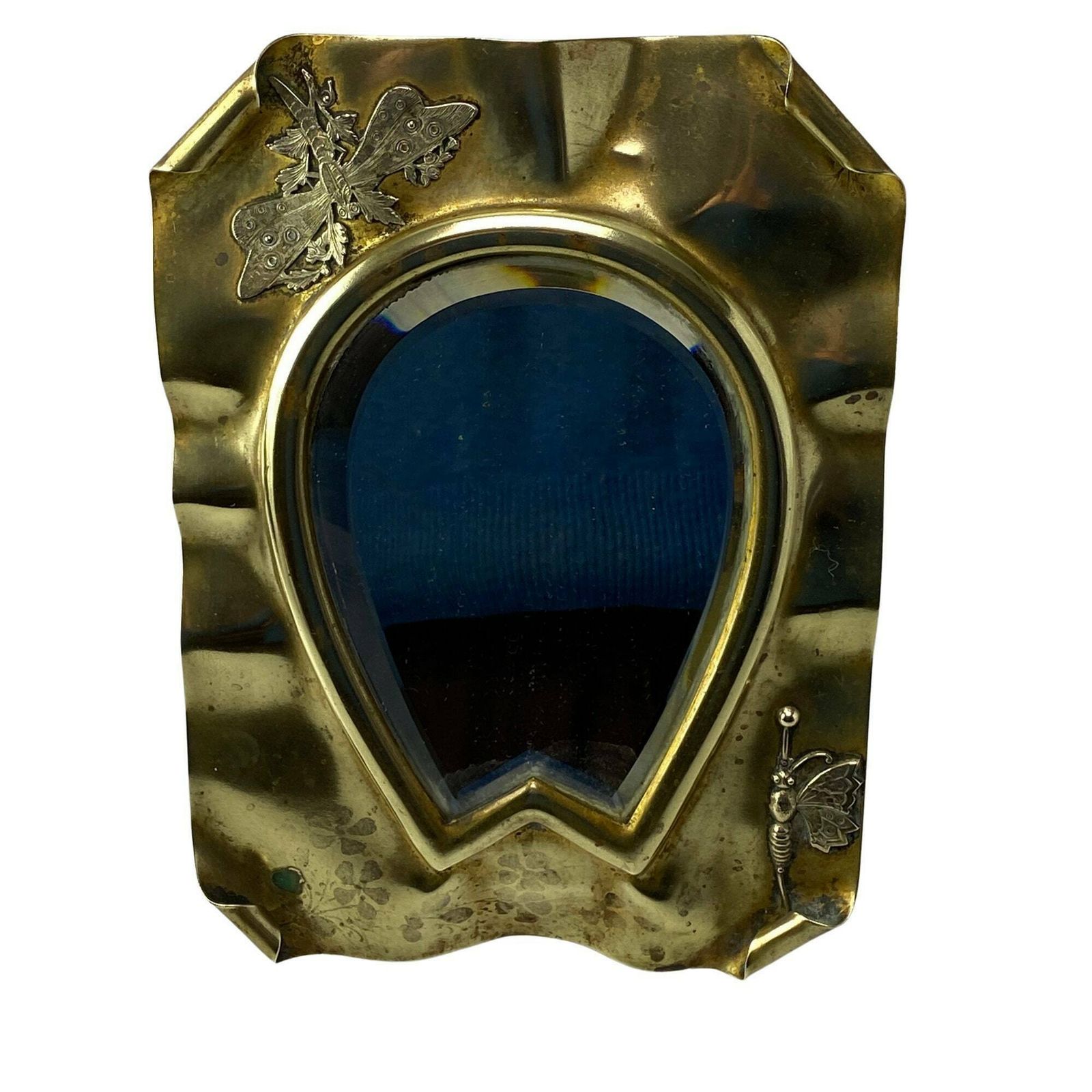 Antique French Art Nouveau Brass Dragonfly Mirror   5 Leaf Clover   Wall Hanging   Free Standing   Home Decor photo furniture