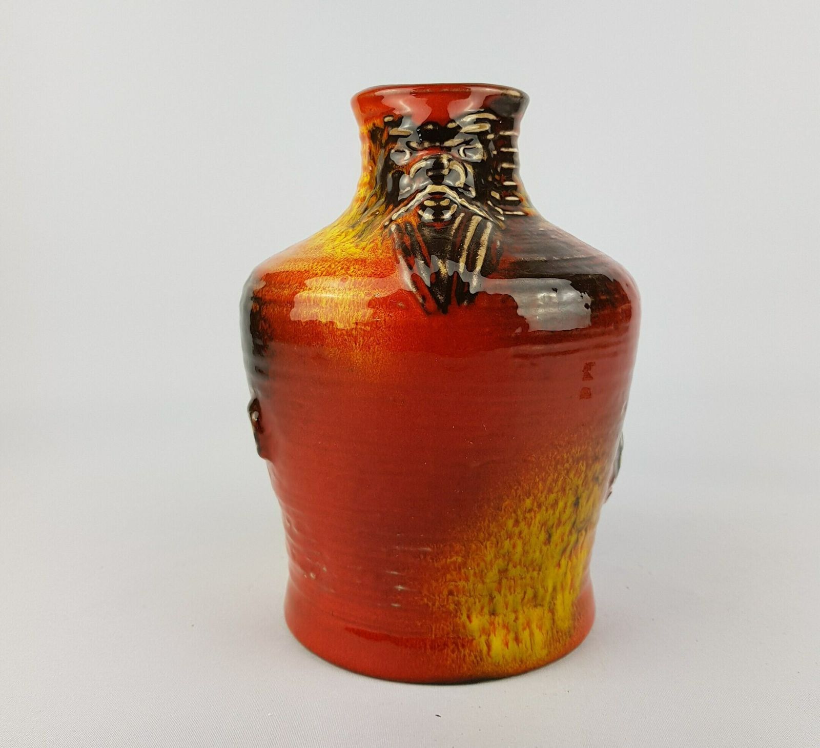 Vintage Red And Yellow Carstens Tonnieshof Keramik Multicolour Vase West German Pottery photo Home Decor