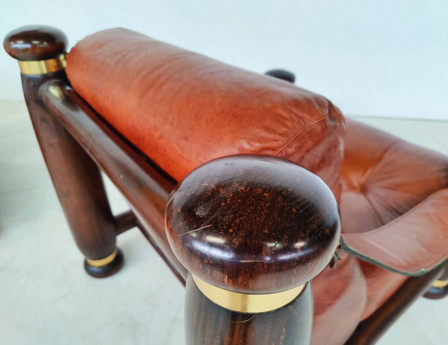 Furniture Italian Mid Century Modern Seating Set In Cognac Leather photo