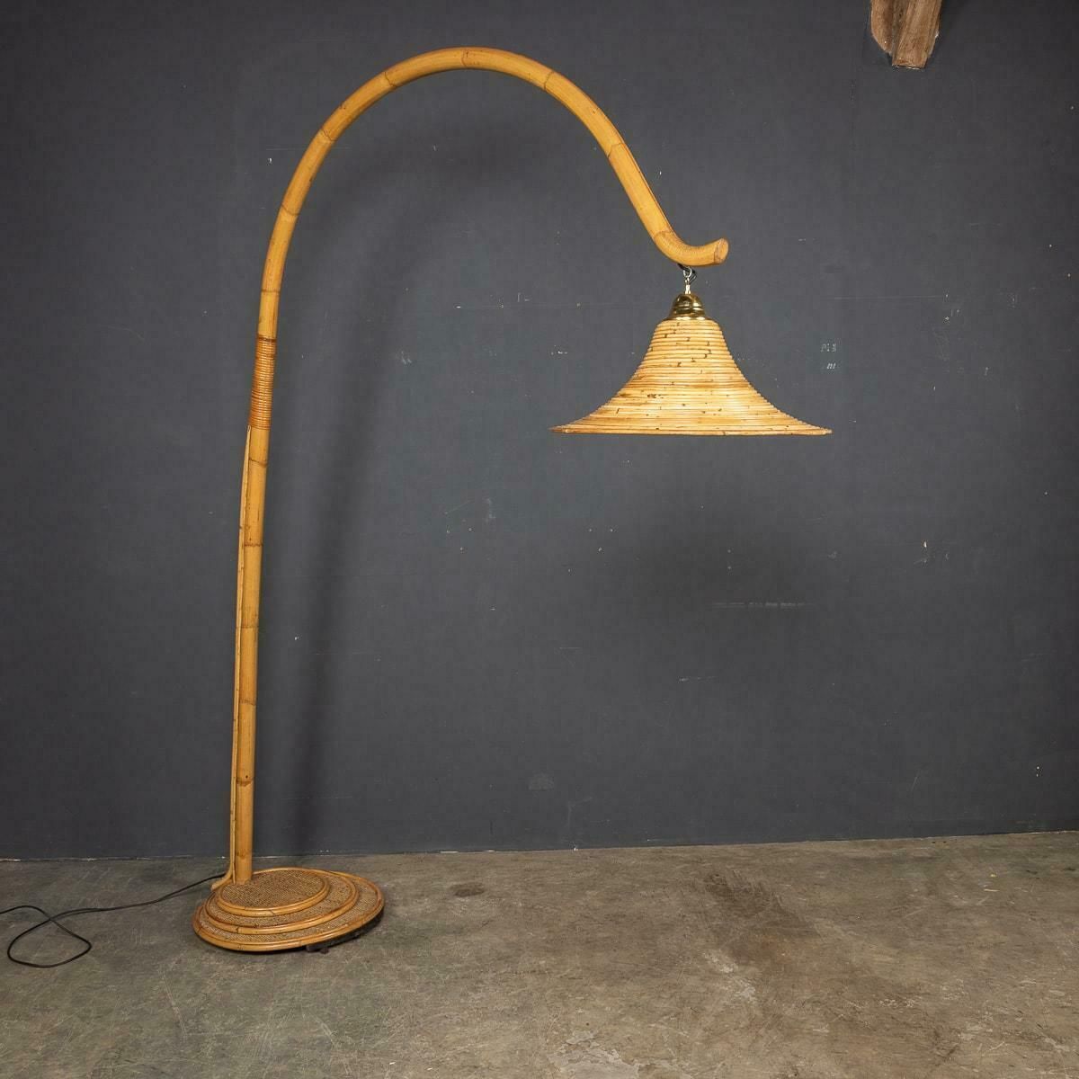 20th Century Italian Bamboo Arc Floor Lamp By Vivai Del Sud, C.1970 photo vintage