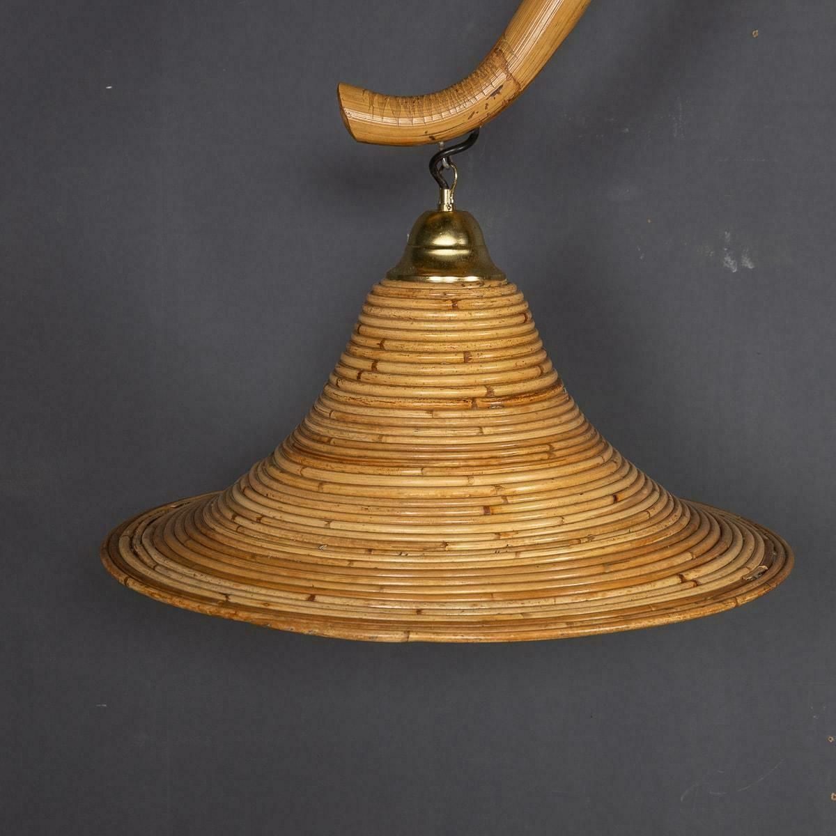 photo for sale 20th Century Italian Bamboo Arc Floor Lamp By Vivai Del Sud, C.1970