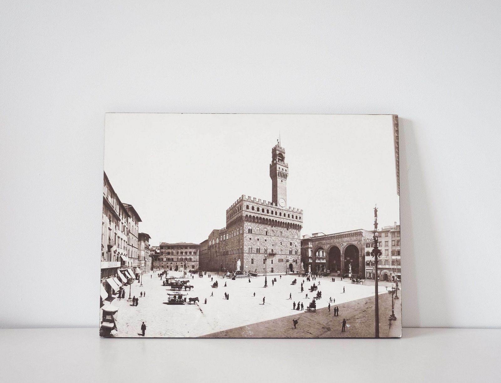 Large Old Photograph On Wood Panel   Florence Italy photo furniture