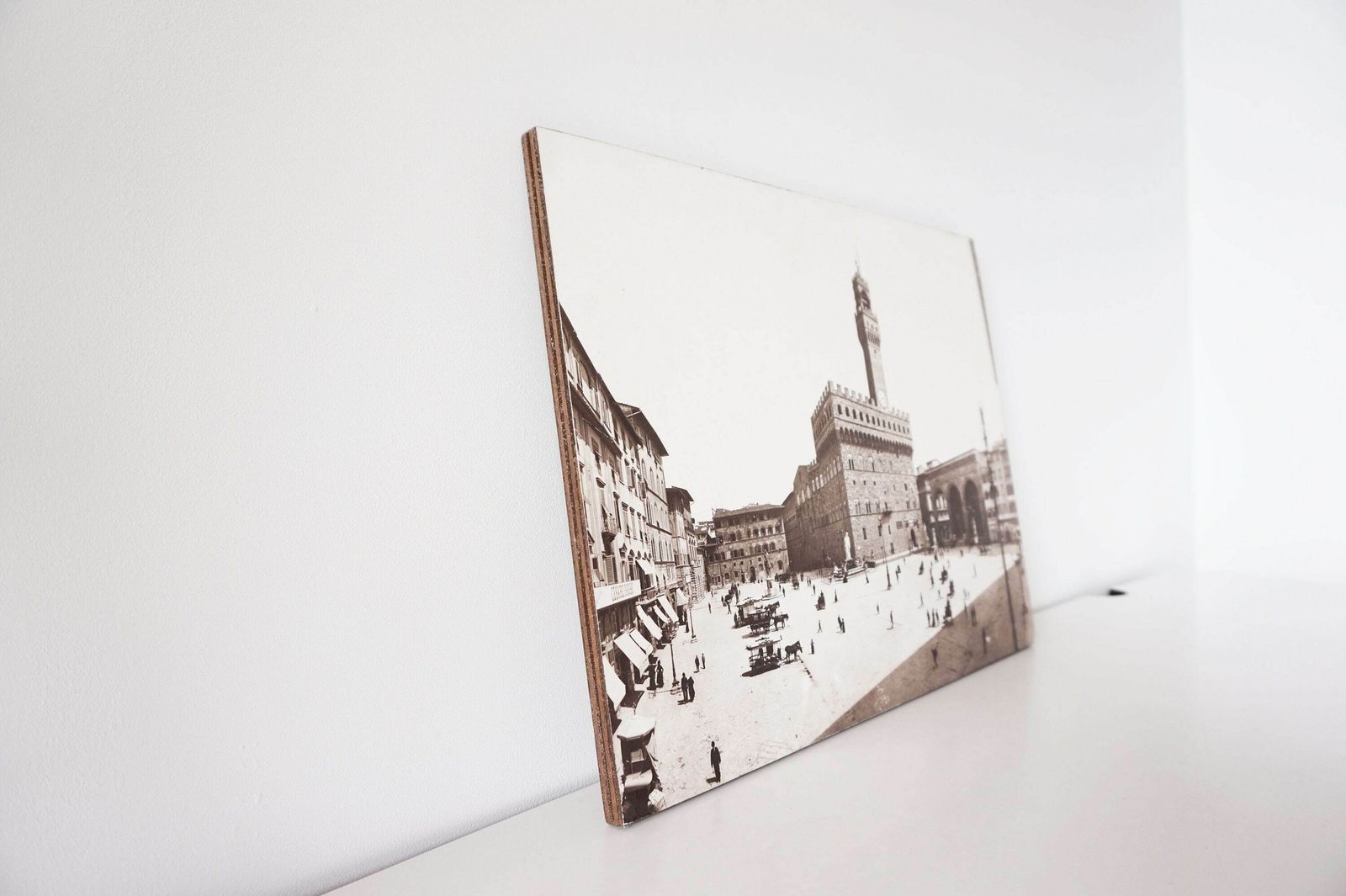 Large Old Photograph On Wood Panel   Florence Italy photo 107.0