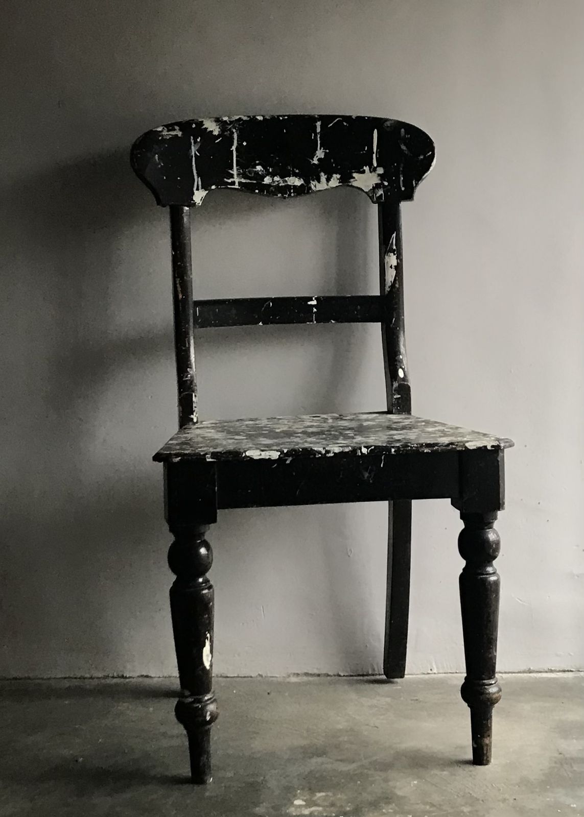 Antique Black Paint Splashed Wooden Artists Chair photo Furniture