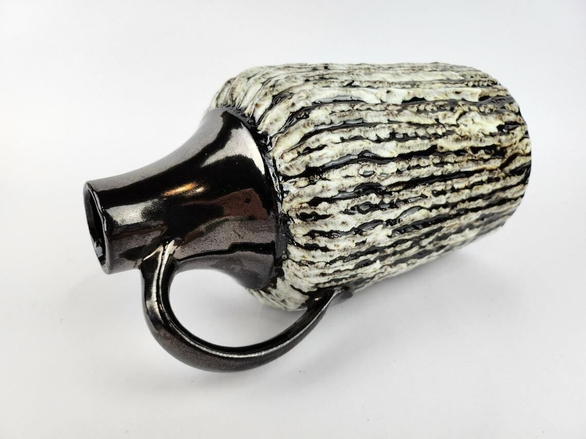 Vintage Ceramano Metallic Bruine Vaas Met Syrakus Decor 225 West Duits Aardewerk Jaren 1960 photo Woonaccessoires