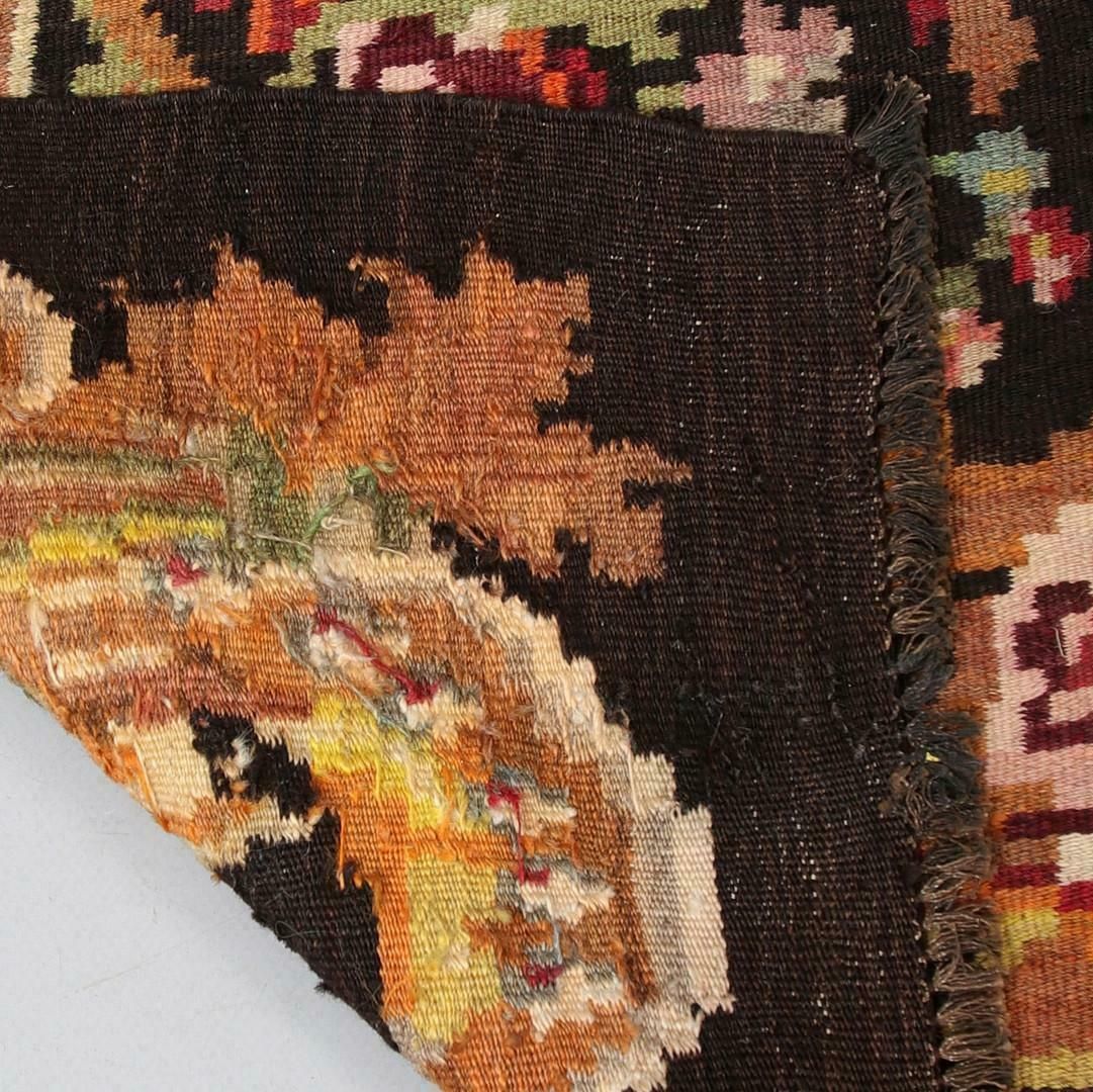 Handmade Kilim Rug Traditional Floral Carpet Livingroom Moldavian Kelim Brown photo furniture