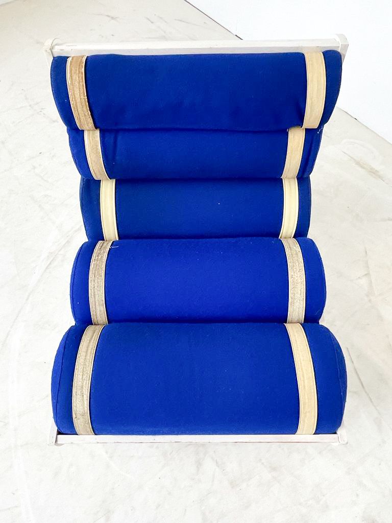 Pair Of Italian Mid Century Modern Red & Blue Armchairs photo for sale