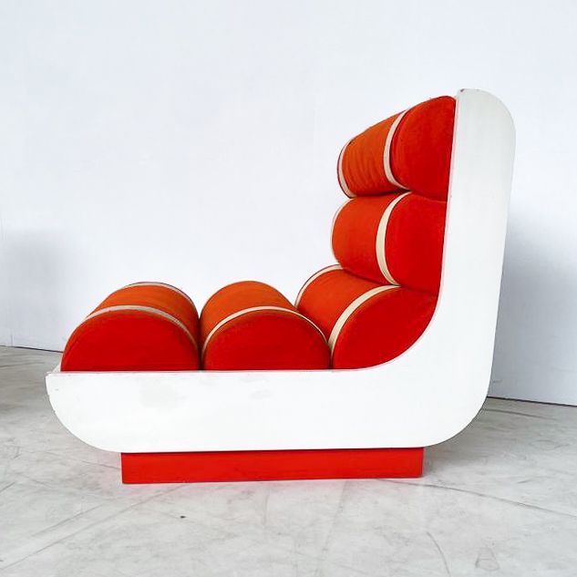 Pair Of Red Italian Mid Century Modern Armchairs photo 3290.0