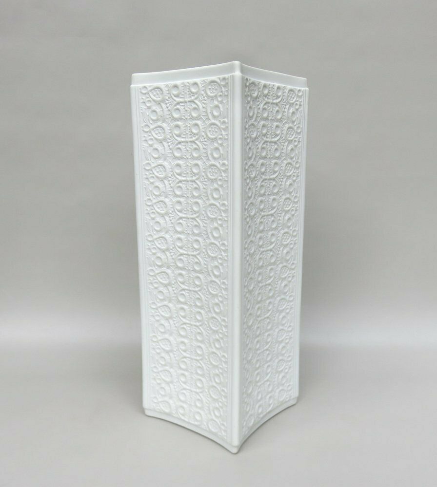 Op Art Floor Vase In Biscuit Porcelain From Schumann Arzberg, Bavaria, Germany, 1970s photo for sale