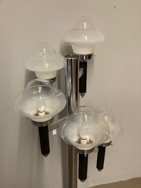 Floor Lamp, Modern 70s Five Lights. Chromed Metal And Murano Glass. Design photo vinterior