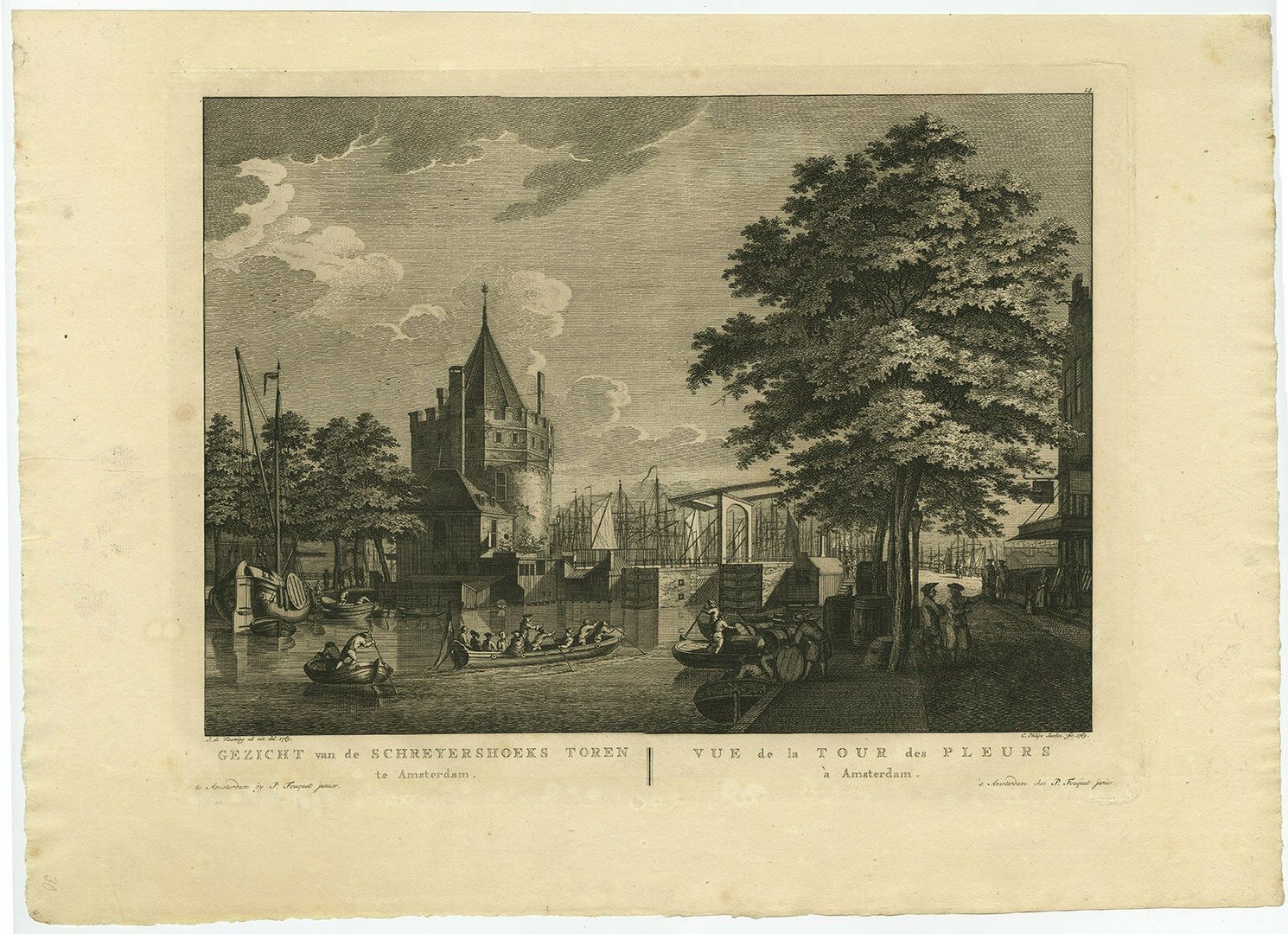 Antique Print Of The 'Schreierstoren' In Amsterdam, The Netherlands