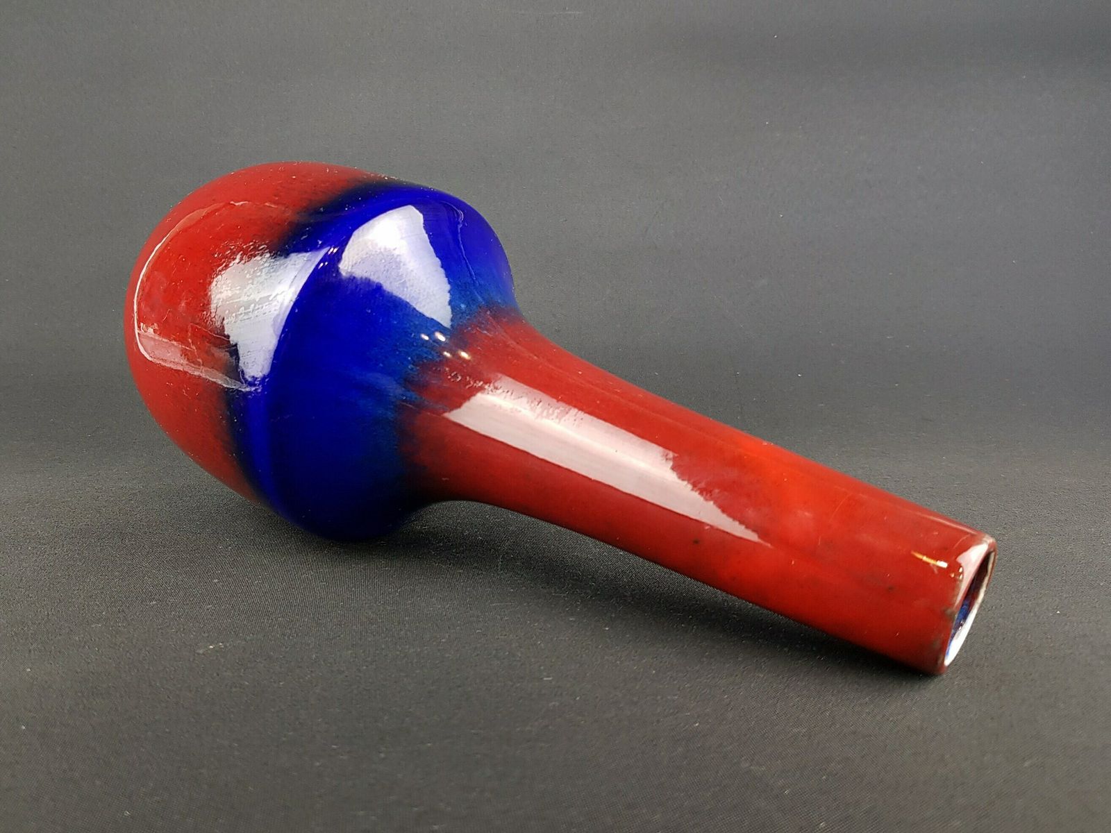 Vintage Schlossberg Keramik Red And Blue Stylish Vase West German Pottery 1960s 1970s photo Home Decor