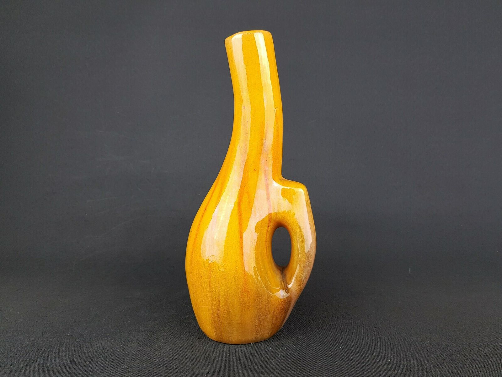 Vintage Dark Yellow Studio Art Pottery Fat Lava Elegant Shaped Vase West German Pottery 1960s 1970s