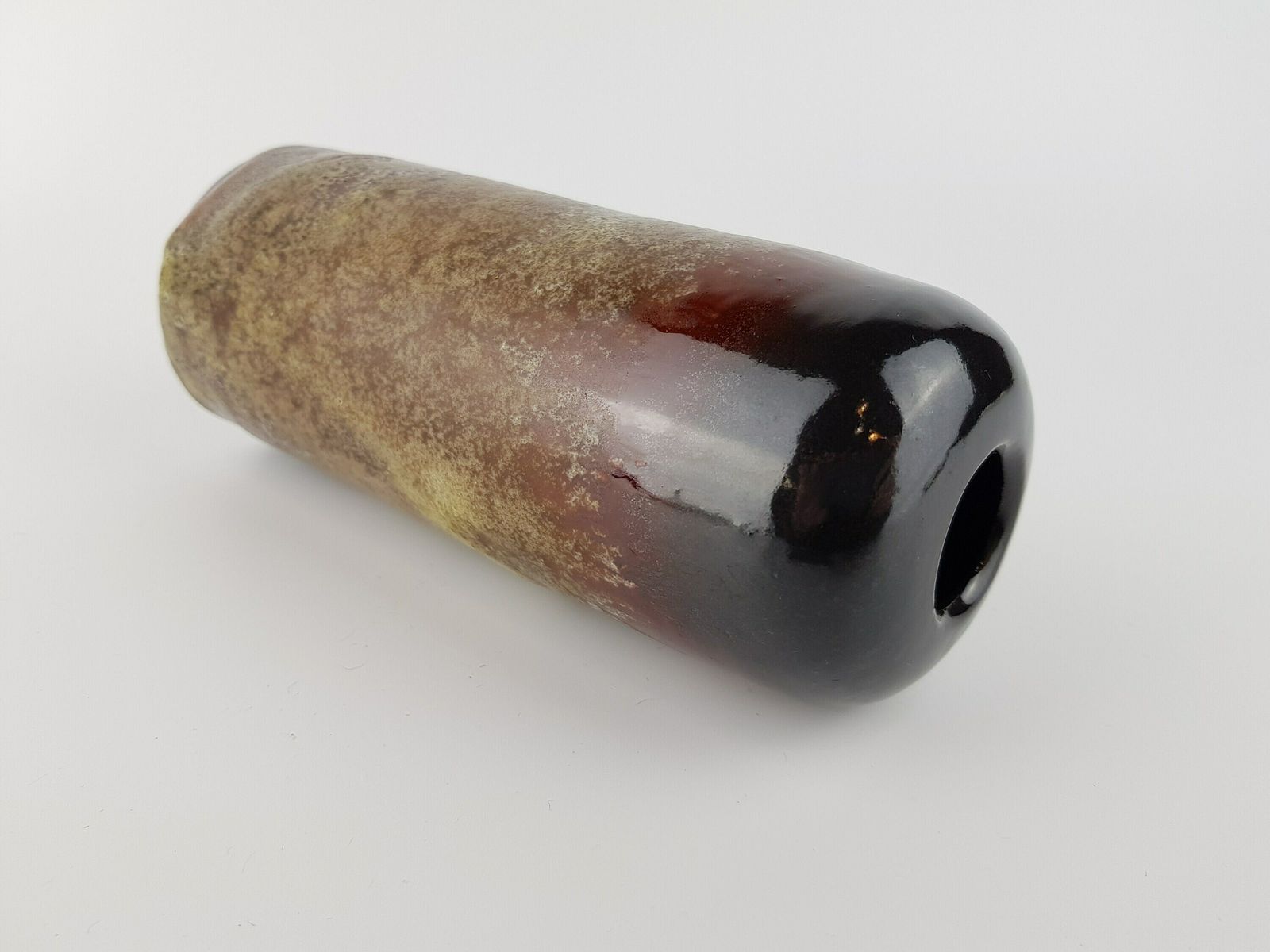 Vintage Elmer Kubicek Studio Art Pottery Stylish Brown Vase West Germany 1960s photo for sale