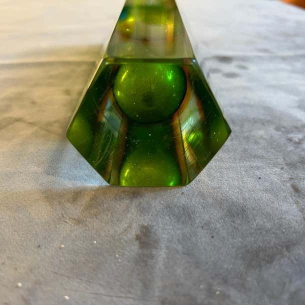 1960s Mid Century Modern Sommerso Murano Glass Hexagonal Vase By Mandruzzato photo vinterior