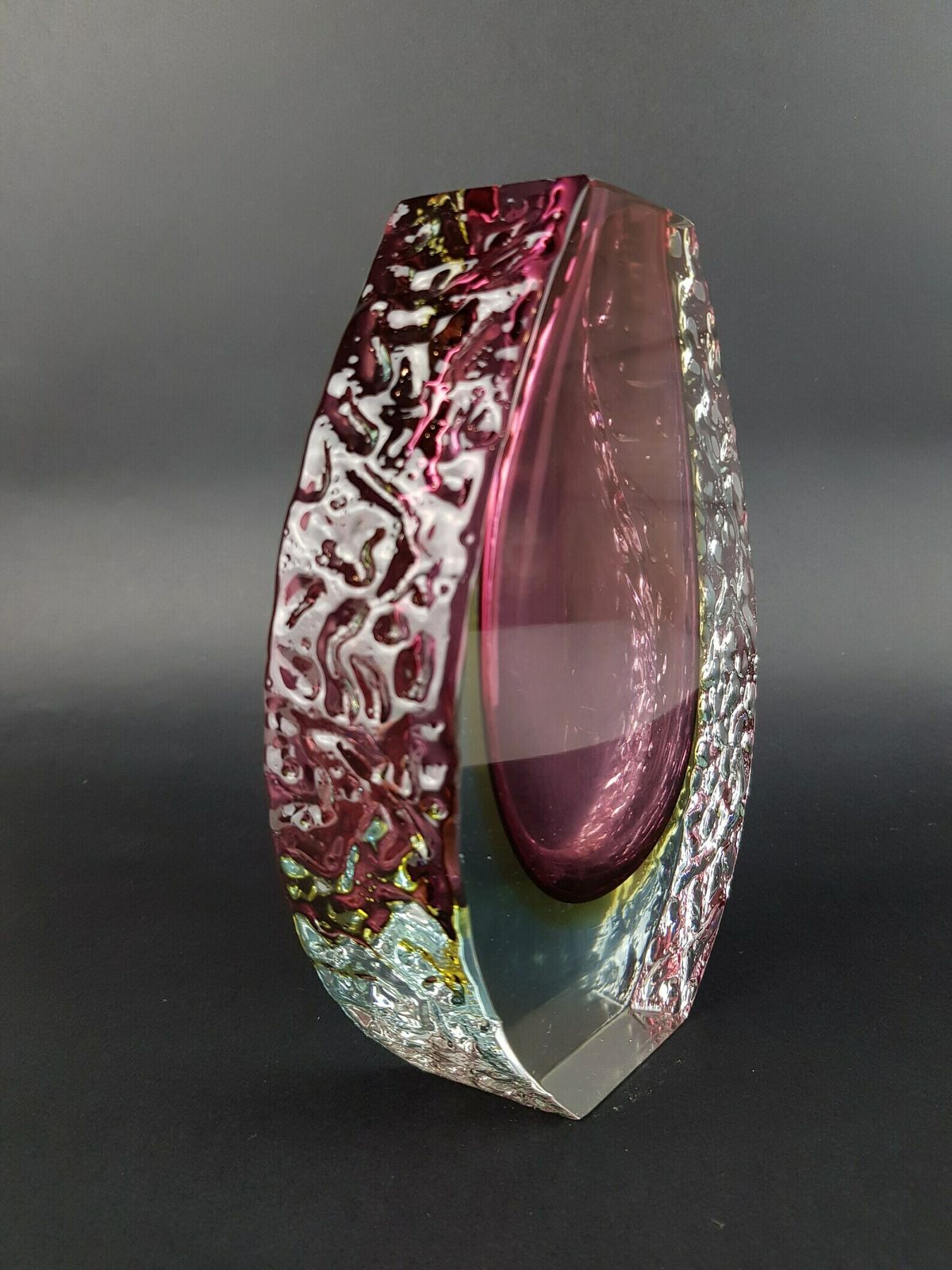Vintage Murano Sommerso Glass Ruby Red Vase By Alessandro Mandruzzato Italian Art Glass 1960 70s photo for sale