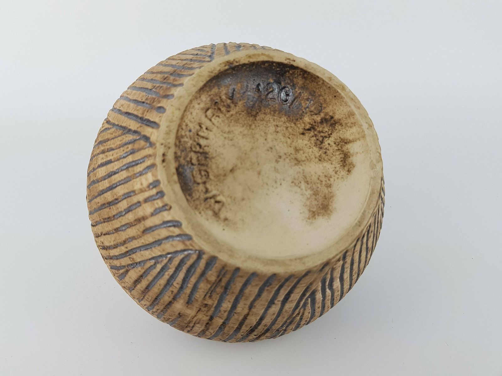 Vintage Carstens Keramik Brown Timeless Vase With Incised Pattern 120 12 West German Pottery 1950s photo 76.0