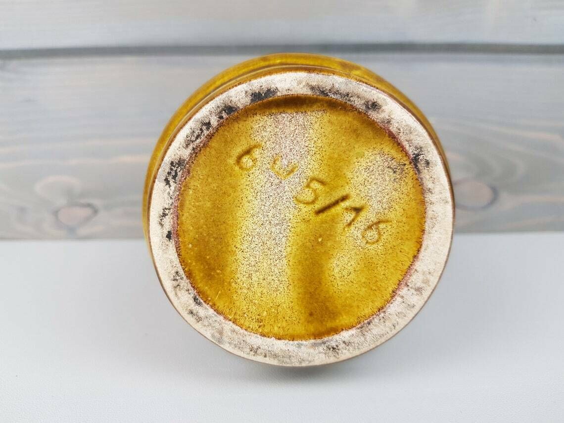 Vintage Akru Keramik (Alfred Krupp) Olive Green Vase West German Pottery Fat Lav photo vinterior