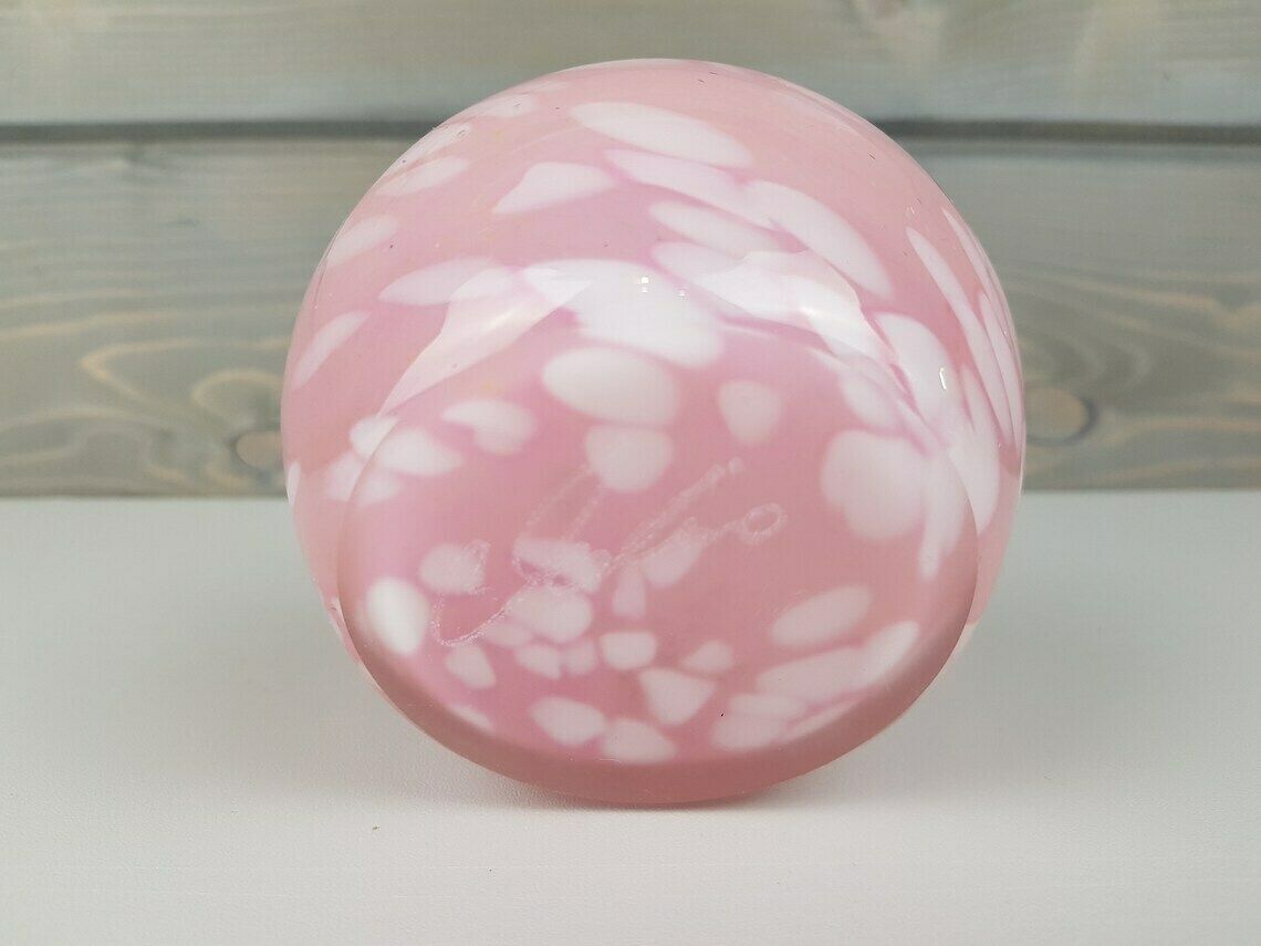 Vintage Mdina Small Pink White Mottled Glass Vase From Malta 1970s, Signed And Labelled photo 51.0