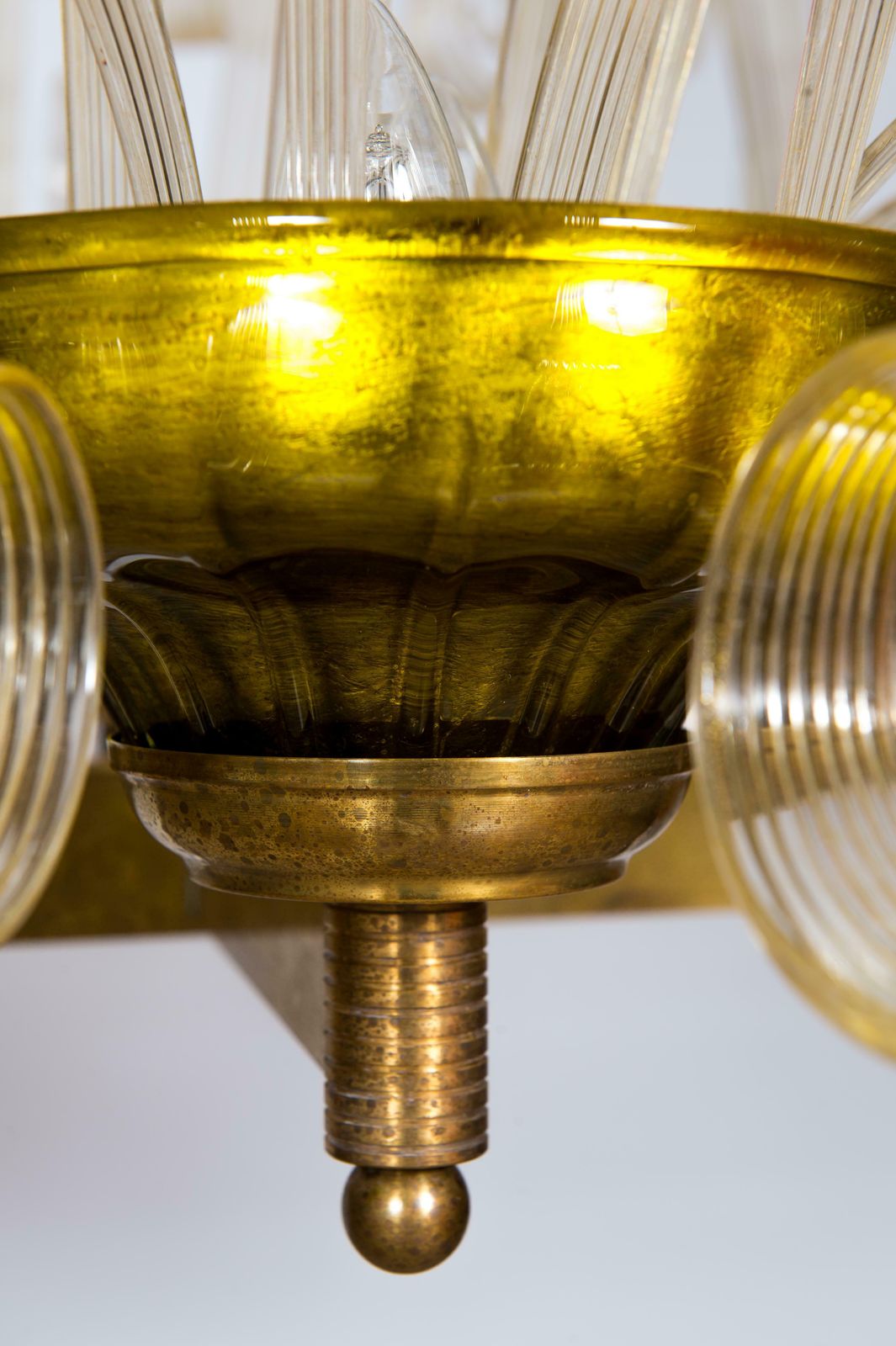 Pastorals Flush Mount In Gold Murano Glass And Green Italy 1970s photo buy