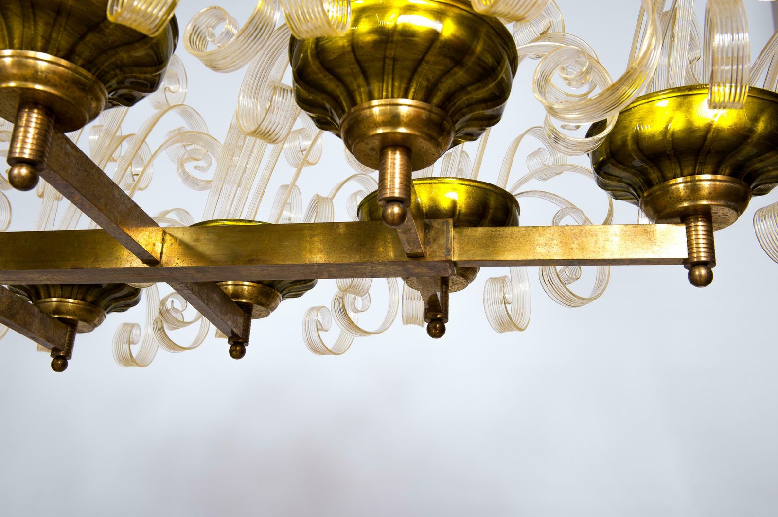 photo buy Pastorals Flush Mount In Gold Murano Glass And Green Italy 1970s