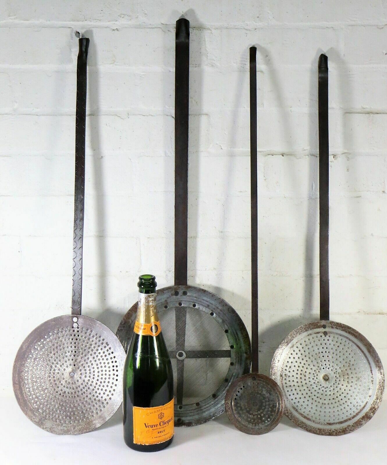 4 Vintage Indian Jalida Jara Ethnic Cooking Sieve Decorative Metal Wrought Iron