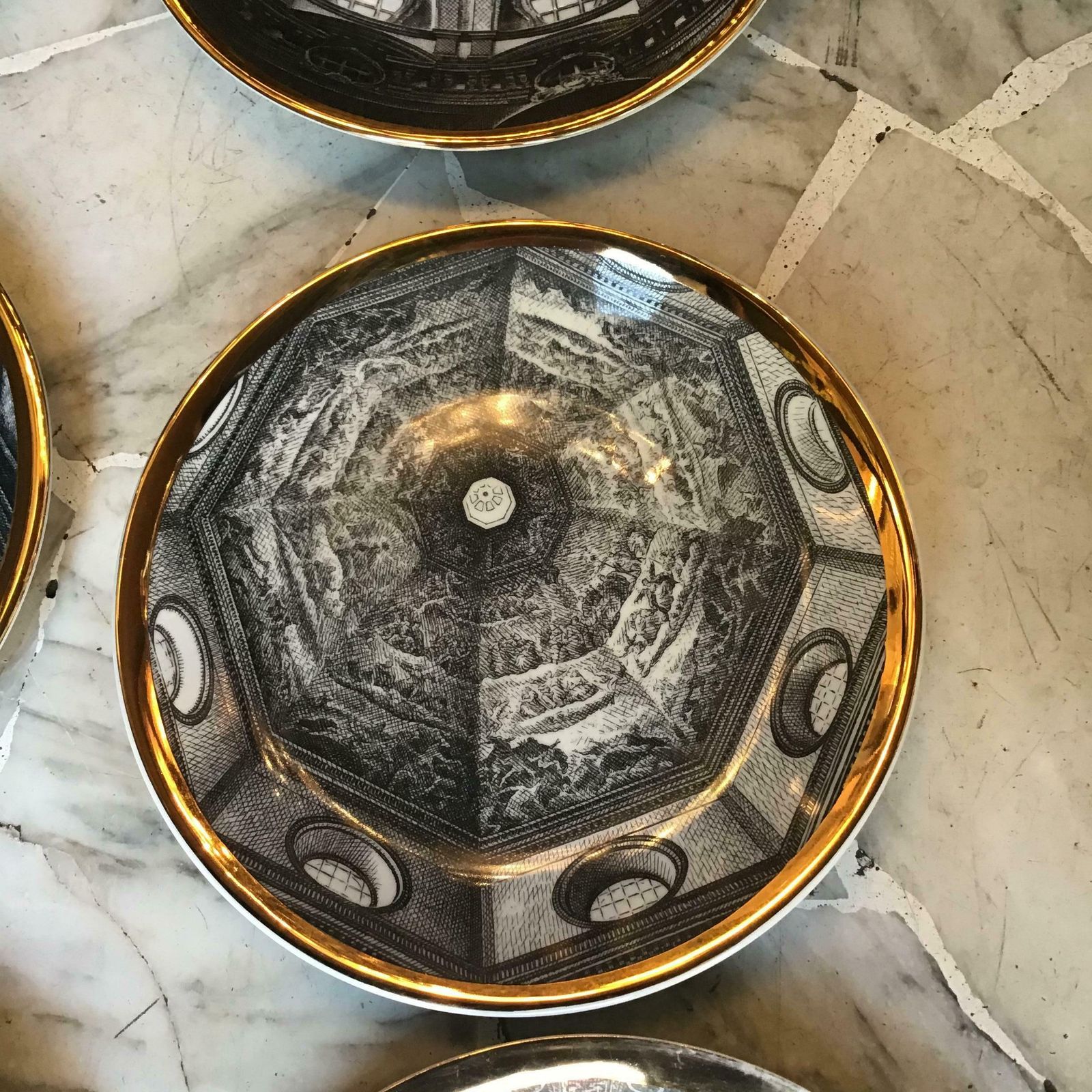 photo for sale Piero Fornasetti Cupole D Italia Porcelain Gold 1960 Italy