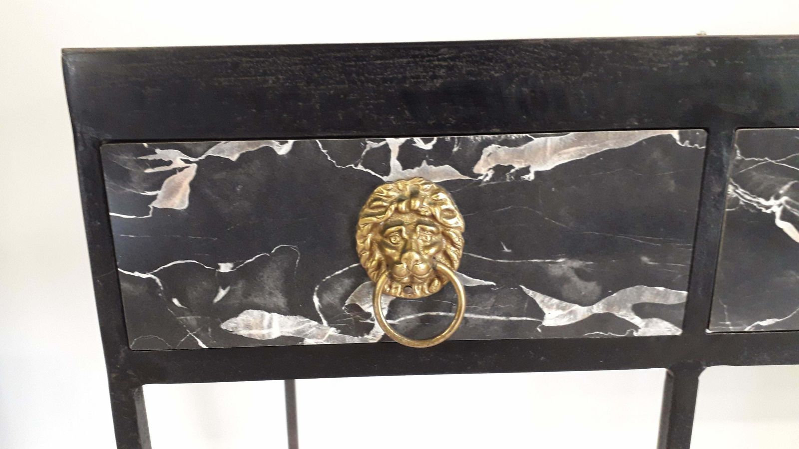 Regency Faux Marble Iron Sideboard By Roger Thibier photo furniture