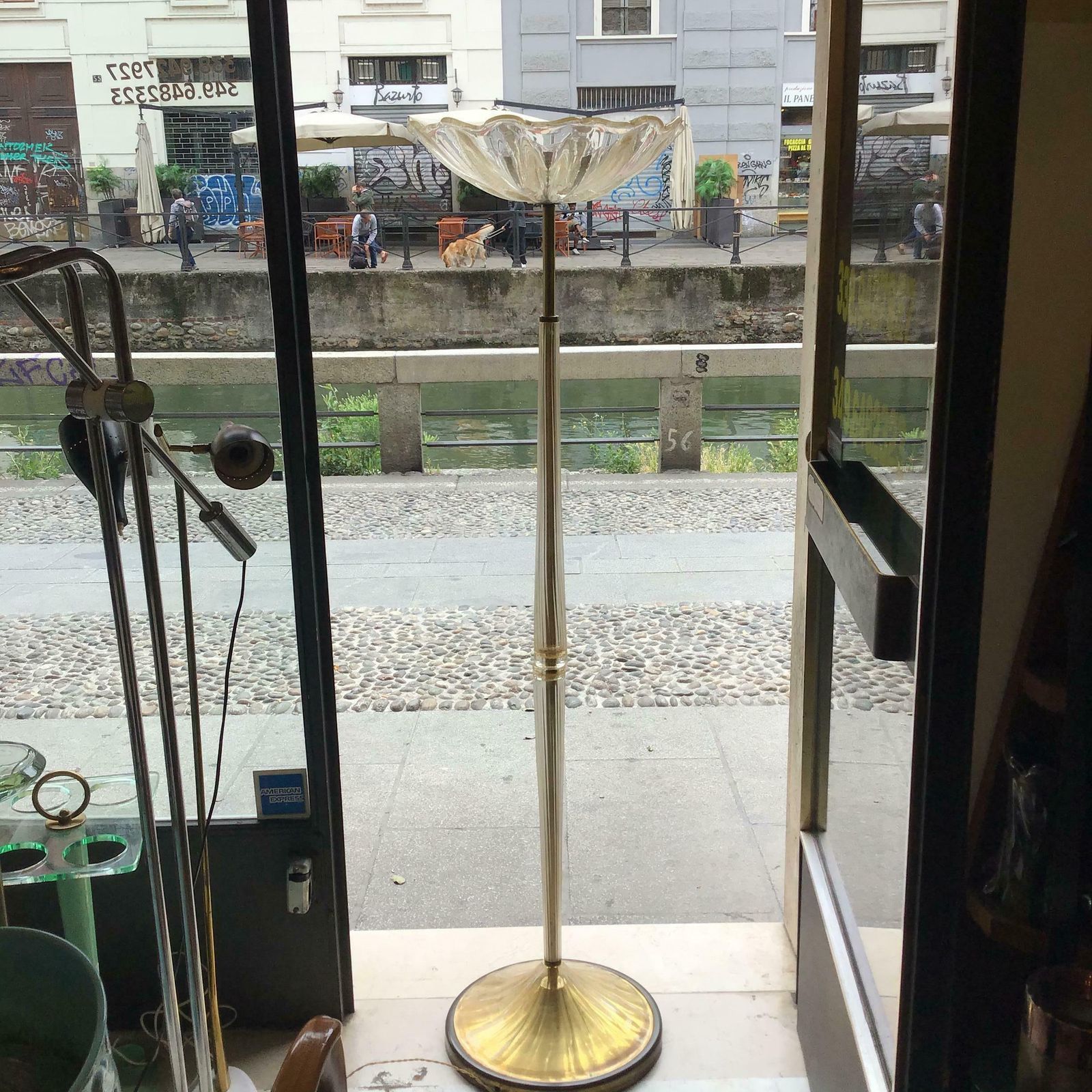 Seguso Floor Lamp Murano Gold Glass Brass 1950 Italy photo 5273.0