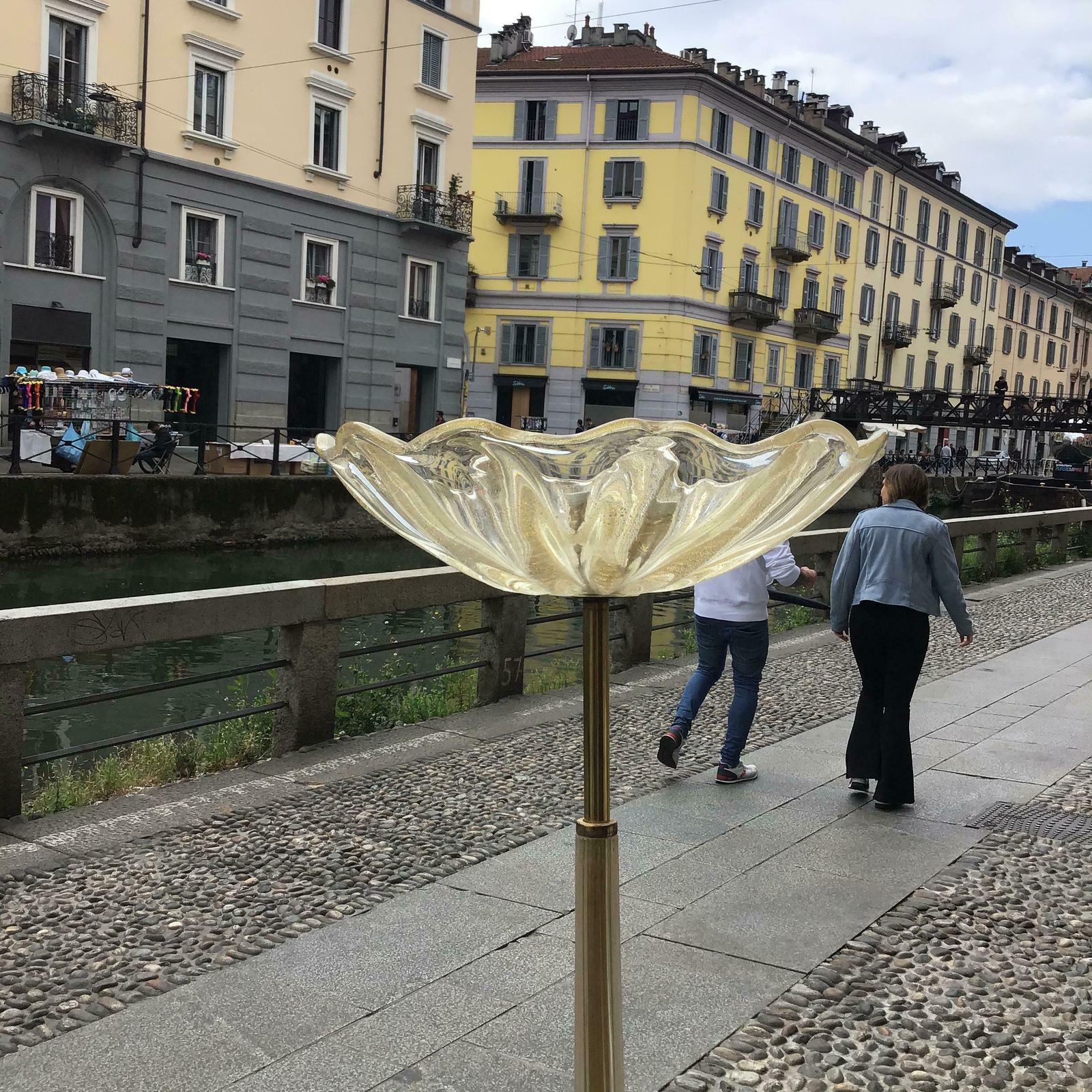 Seguso Floor Lamp Murano Gold Glass Brass 1950 Italy photo vinterior