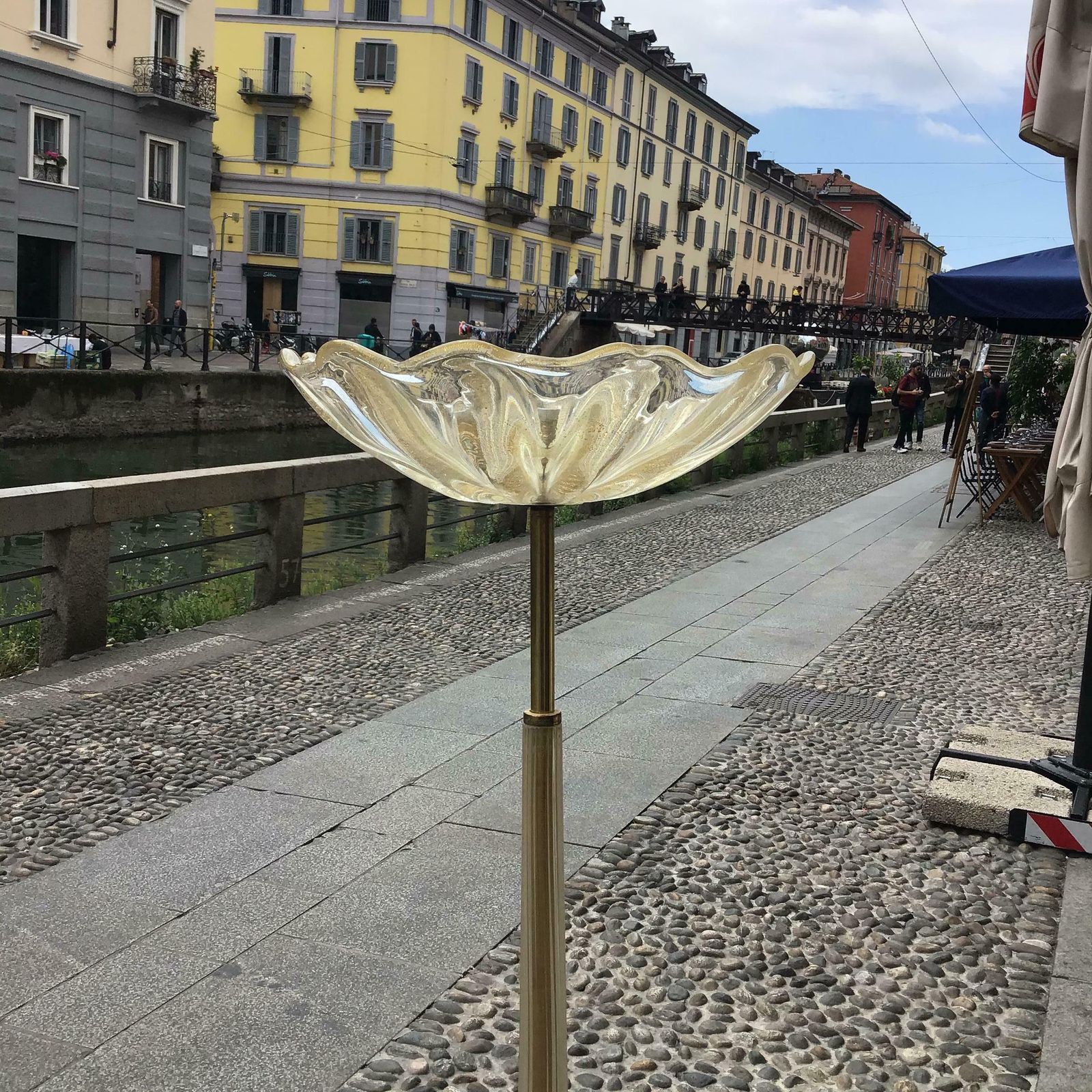 Seguso Floor Lamp Murano Gold Glass Brass 1950 Italy photo buy