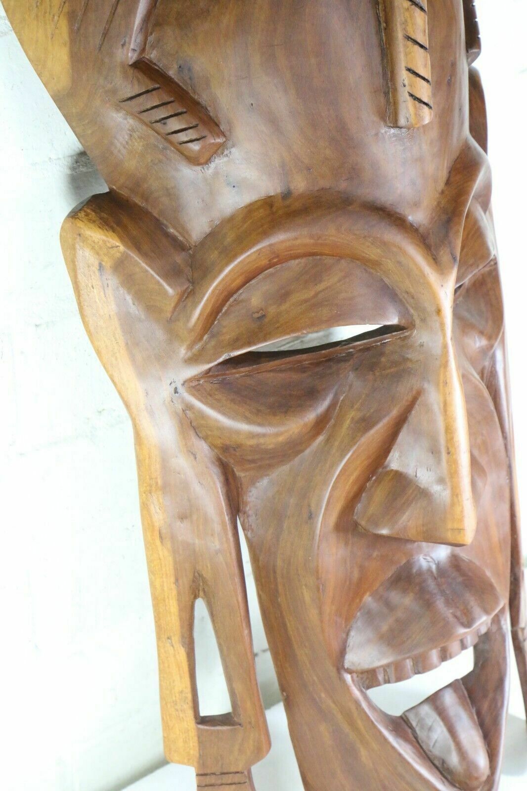 Large African Carved Face Mask Vintage Sculpture Hand Carved Zulu Southern photo 76.0