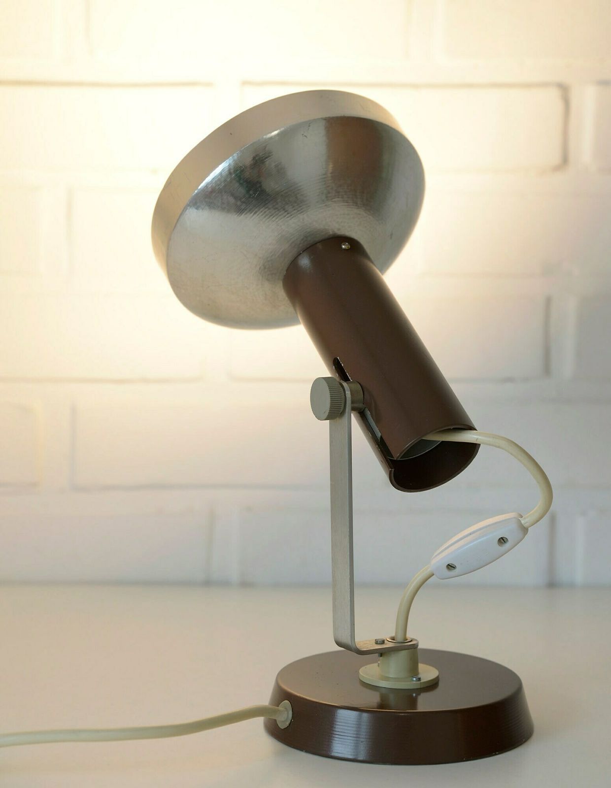 Vintage Desk Lamp / Minimalist Industrial Adjustable Mcm Light Fixture / Made In Yugoslavia In The 1960's photo for sale