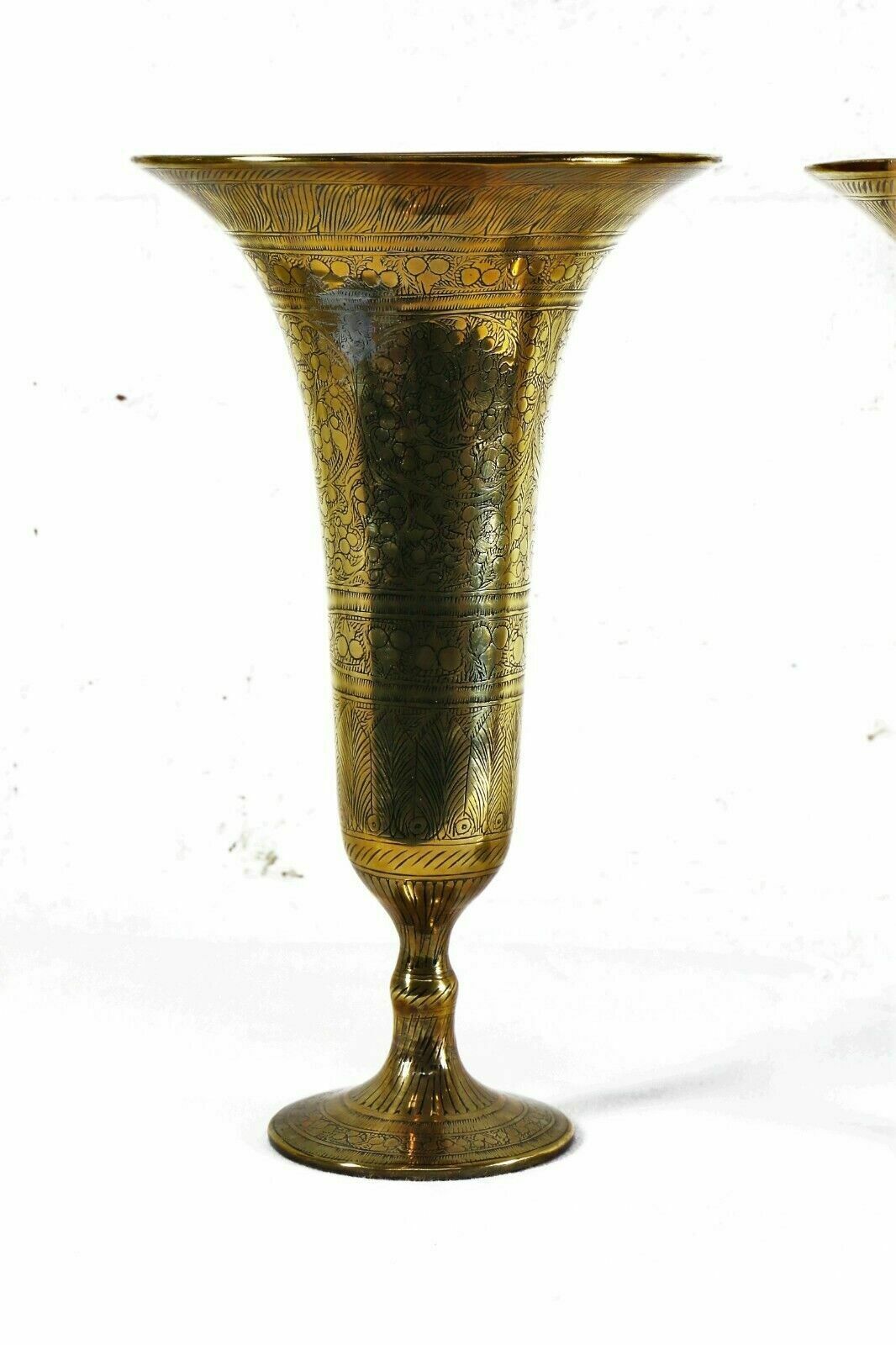 Antique Indian Brass Vases Mixed Set Of 4 Bronze Patina Bells photo buy