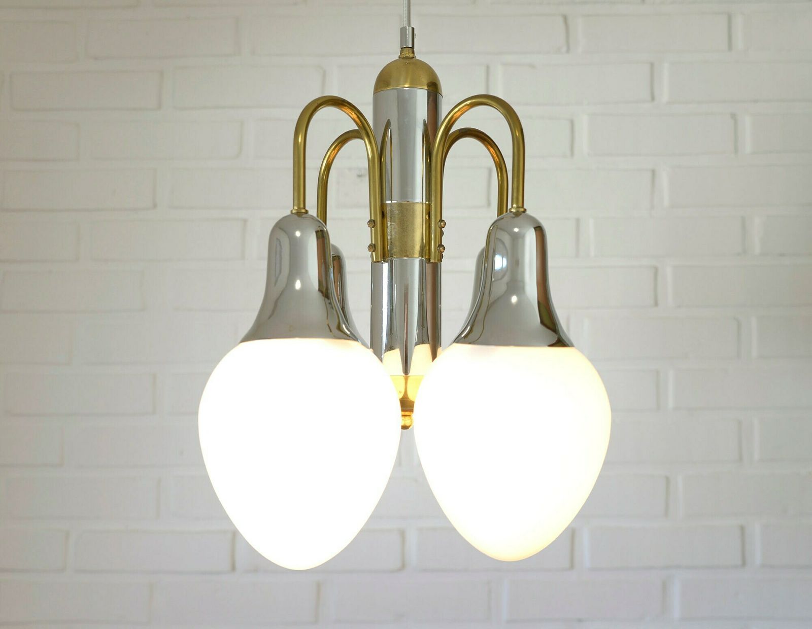 Vintage Pendant Lamp / Art Deco Style Chandelier / Mid Century Modern / Light Fixture 1970s photo for sale