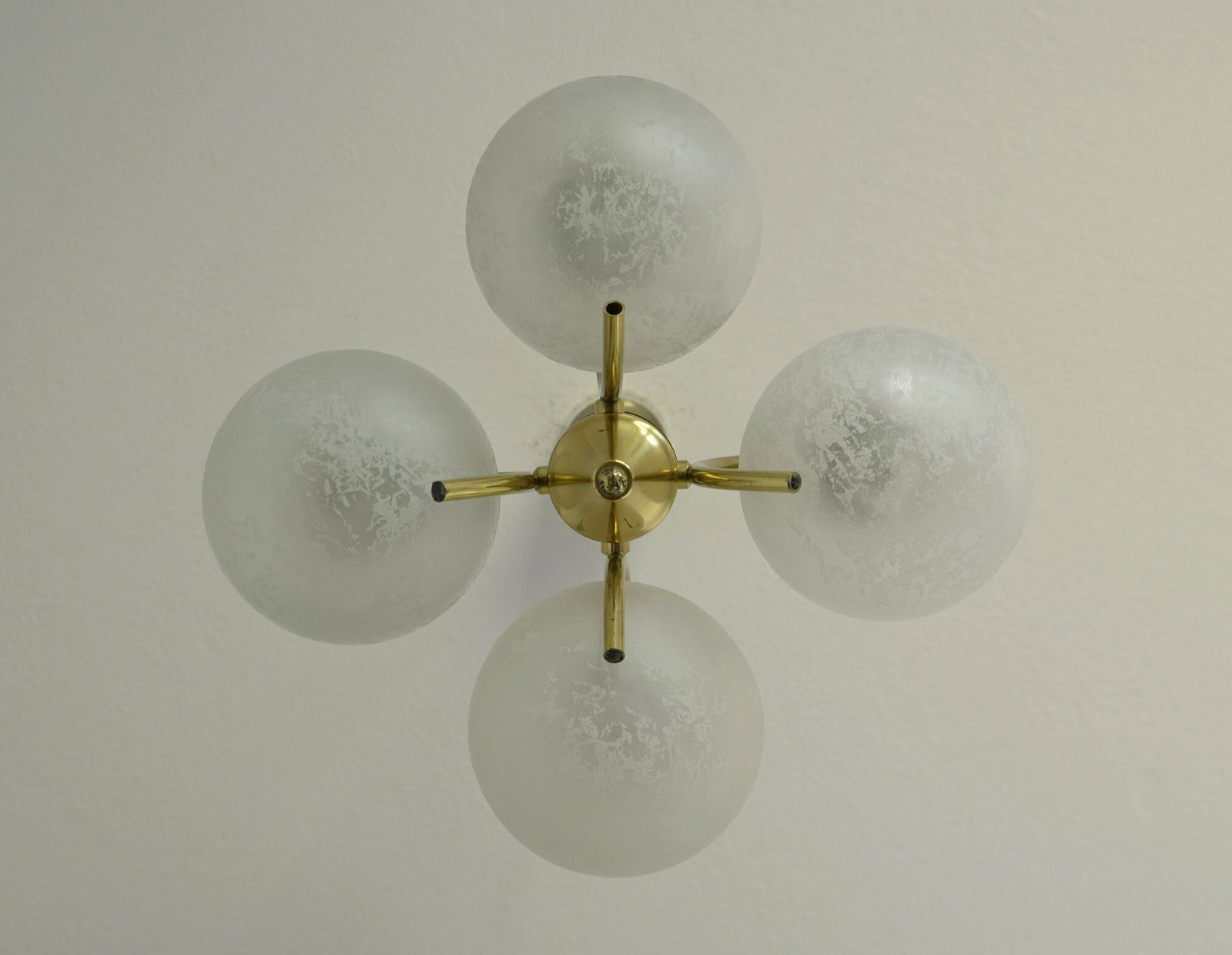Small Vintage Pendant Light From 70's / Mid Century Chandelier / Brass Ceiling Light Fixture photo 191.0